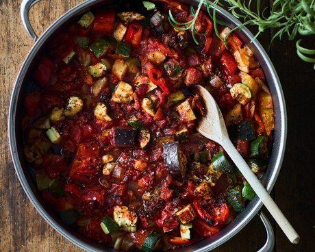 Recept voor ratatouille met aubergine, courgette en tomaat