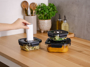 VIERKANTE VACUÜM GLAS CONTAINER - 525ML - SET - 4ST - 3