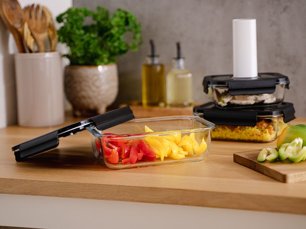 RECHTHOEKIGE VACUÜM GLAS CONTAINER - 1480ML - SET - 4ST - 4
