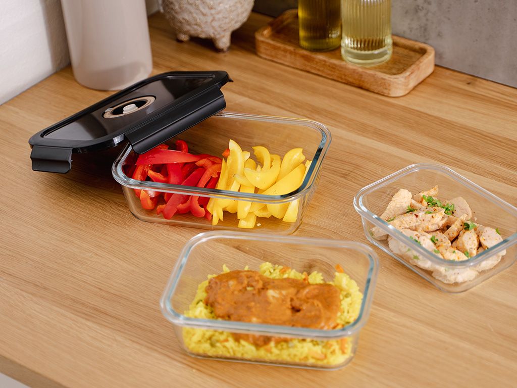 RECHTHOEKIGE VACUÜM GLAS CONTAINER - 1480ML - SET - 4ST - 5