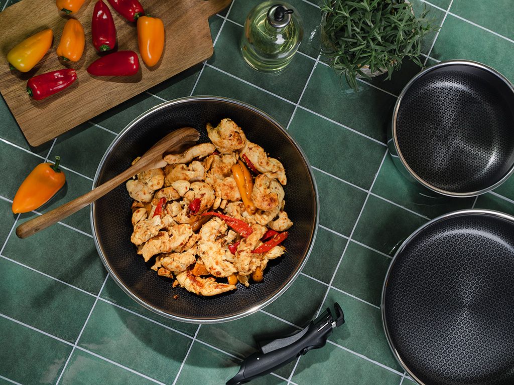 WOKPAN MET AFNEEMBARE HANDGREEP SET 30CM