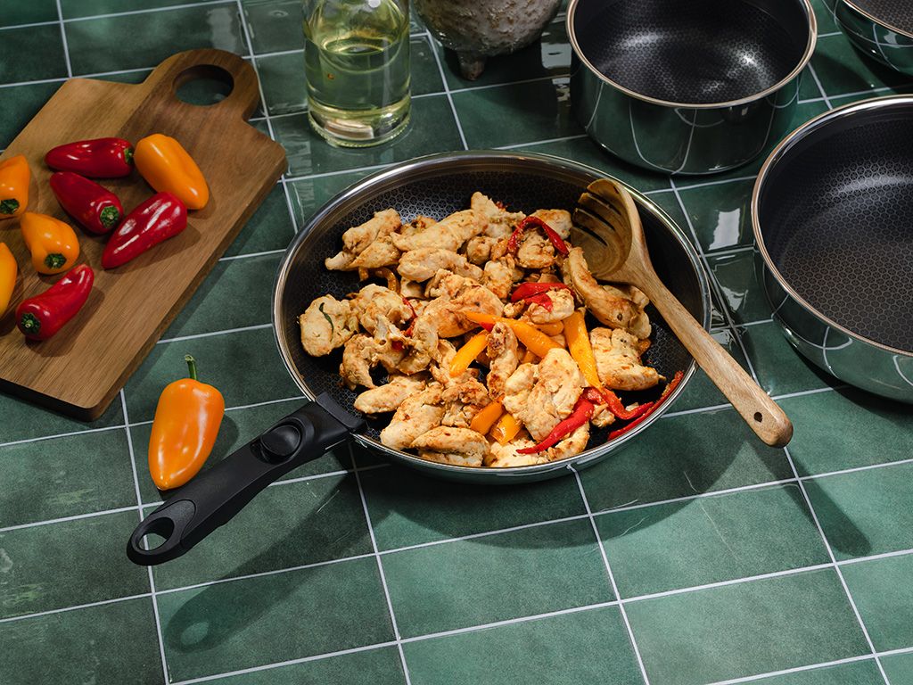 KOEKENPAN MET AFNEEMBARE HANDGREEP SET 30CM