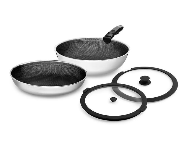 GEMENGDE KOEKENPAN MET AFNEEMBARE HANDGREEP – 2-DEELIGE WOKSET - 1