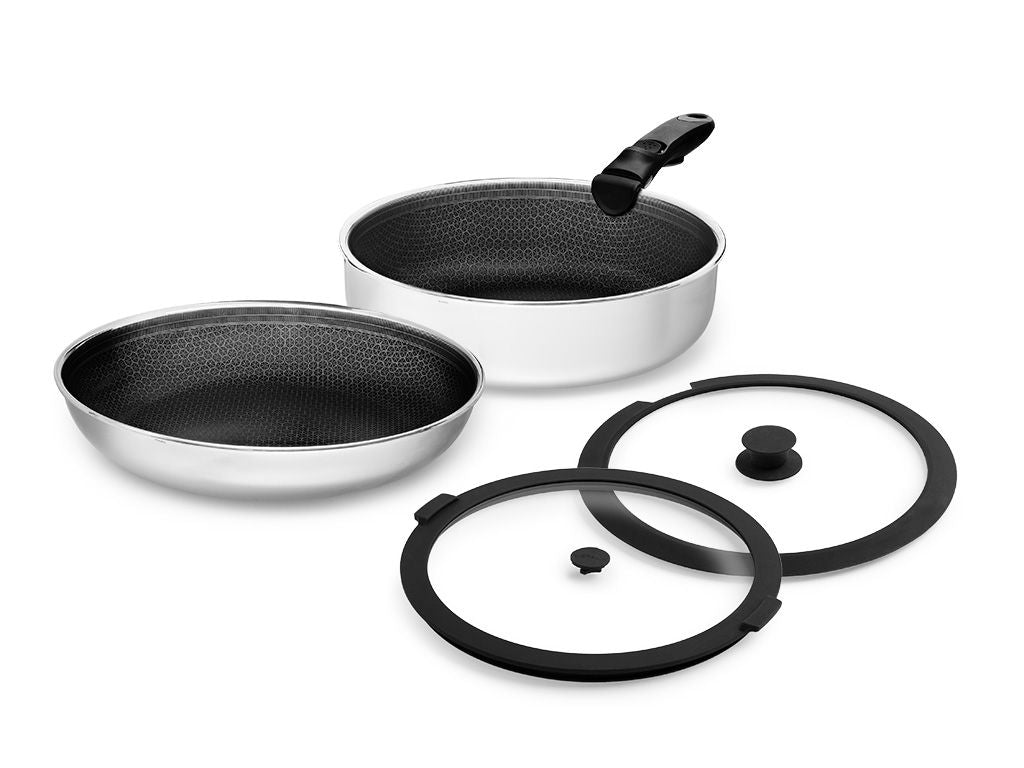 GEMENGDE KOEKENPAN MET AFNEEMBARE HANDGREEP – 2-DEELIGE SET - 1