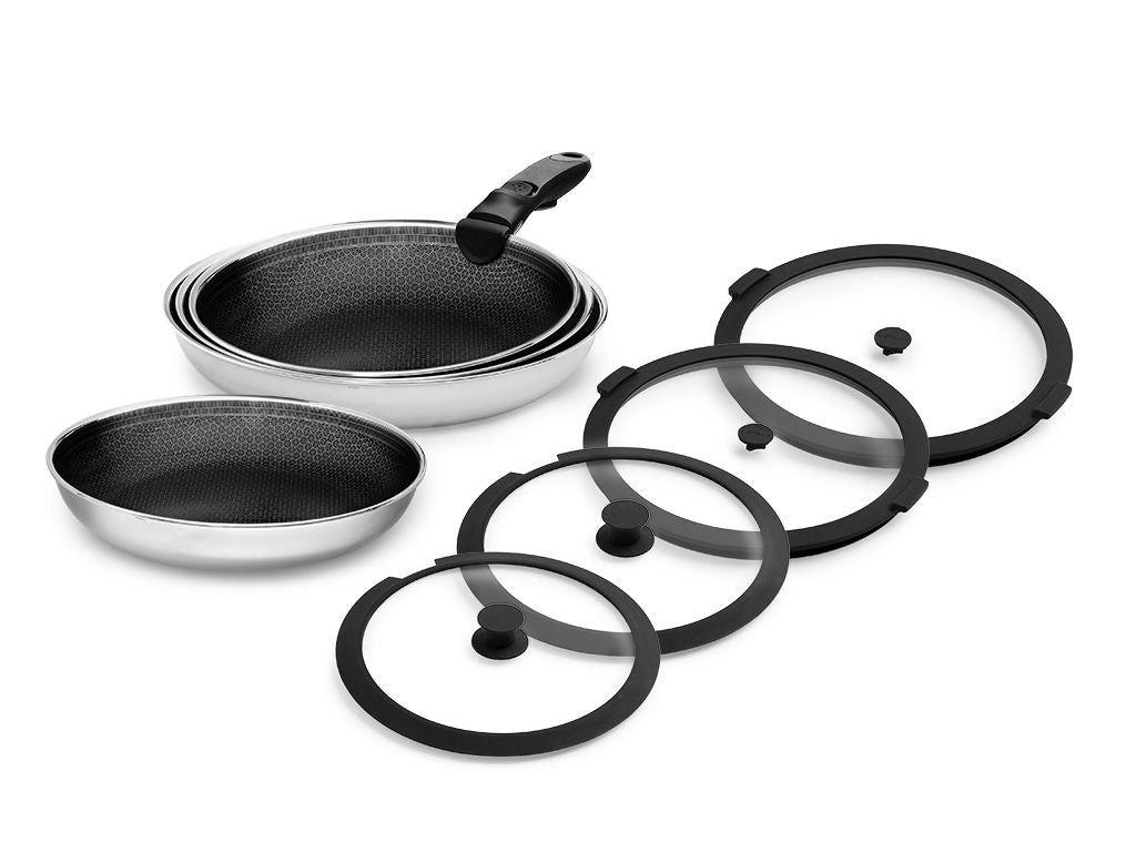 GEMENGDE KOEKENPAN MET AFNEEMBARE HANDGREEP – 4-DEELIGE SET - 1