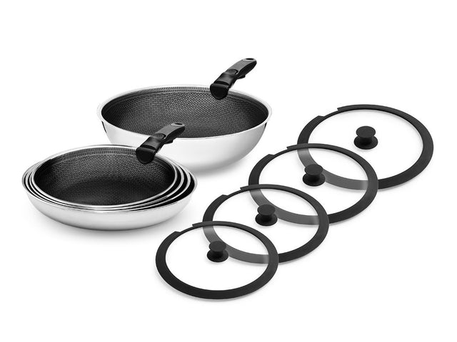 GEMENGDE KOEKENPAN MET AFNEEMBARE HANDGREEP – 5-DEELIGE SET - 1
