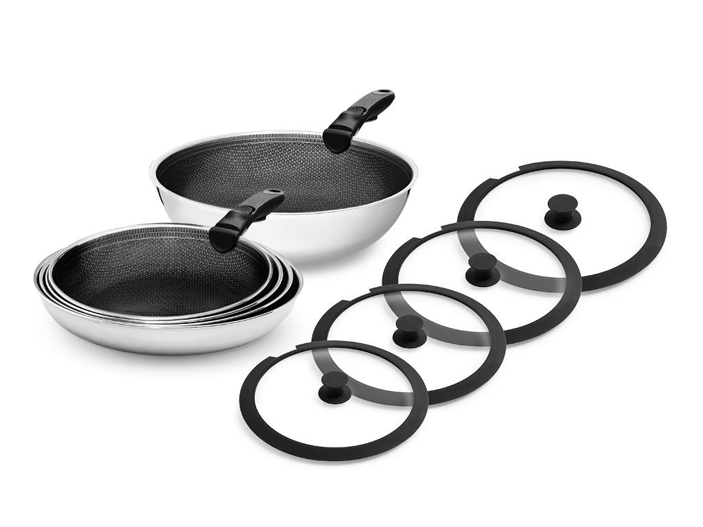 GEMENGDE KOEKENPAN MET AFNEEMBARE HANDGREEP – 5-DEELIGE SET - 1