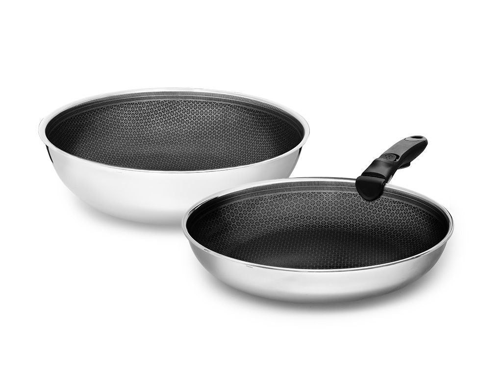 KOEKENPAN MET AFNEEMBARE HANDGREEP WOK SET – 2-DELEN