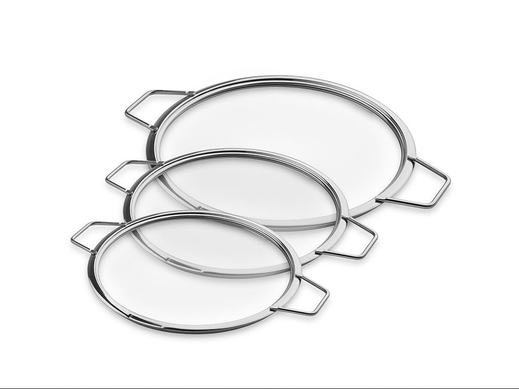 STAPELBARE GLAZEN DEKSELS – 20/ 24/ 28 CM – 3 STUKS - 1