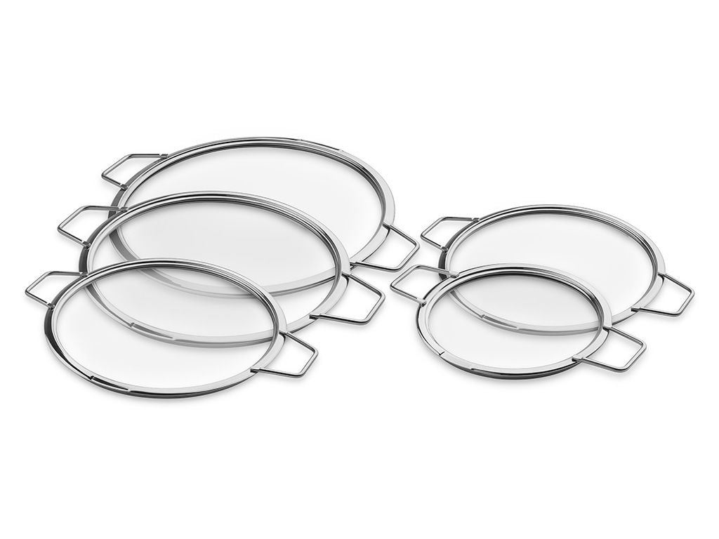 STAPELBARE GLAZEN DEKSELS – 18/ 24/ 26/ 28/ 30 CM – 5 STUKS - 1