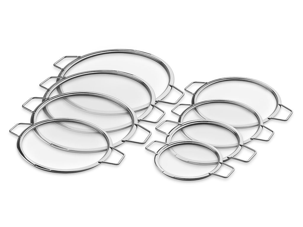 STAPELBARE GLAZEN DEKSELS – 14/ 18/ 20/ 24/ 26/ 28/ 30/ 32 CM – 8 STUKS - 1