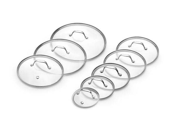 SET VAN GLAZEN DEKSELS - 8 STUKS