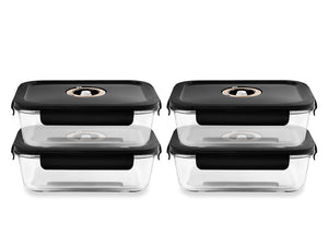 RECHTHOEKIGE VACUÜM GLAS CONTAINER - 1480ML - SET - 4ST - 1