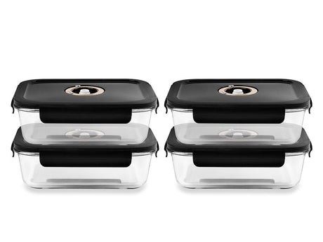 RECTANGLE VACUUM GLASS CONTAINER - 1480ML - SET - 4PC - 1