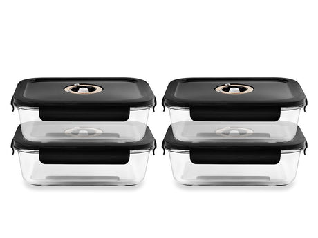 RECHTHOEKIGE VACUÜM GLAS CONTAINER - 1480ML - SET - 4ST - 1