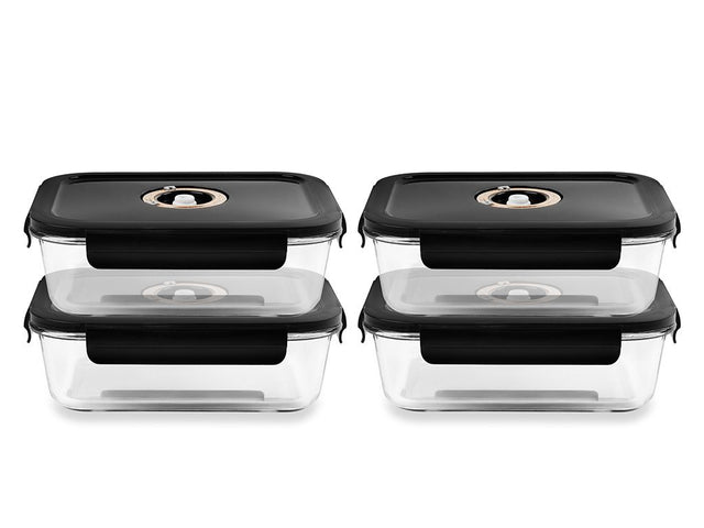 RECHTHOEKIGE VACUÜM GLAS CONTAINER - 1480ML - SET - 4ST - 1