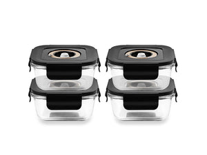 VIERKANTE VACUÜM GLAS CONTAINER - 525ML - SET - 4ST - 1