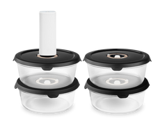 Rund vakuum glasbeholder – 1400ML sæt - 4 stk