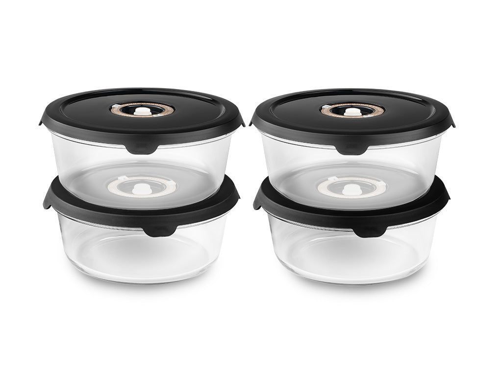 ROUND VACUUM GLASS CONTAINER – 1400ML SET - 4PC - 1