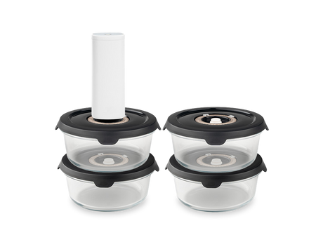 ROUND VACUUM GLASS CONTAINER – 635ML SET - 4PC - 1